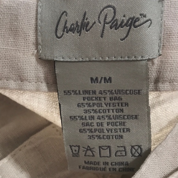 Charlie Paige tan linen blend capris pants size Medium - Picture 9 of 10
